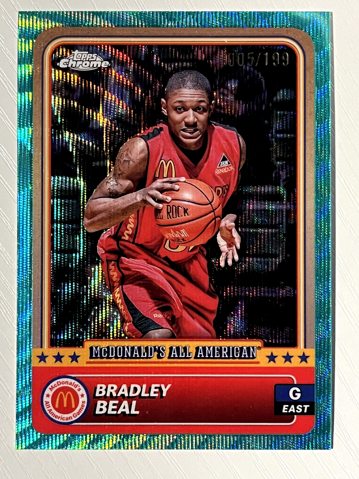 Bradley Beal 2024 Topps Chrome McDonald's AA Aqua Wave Refractor 005/199