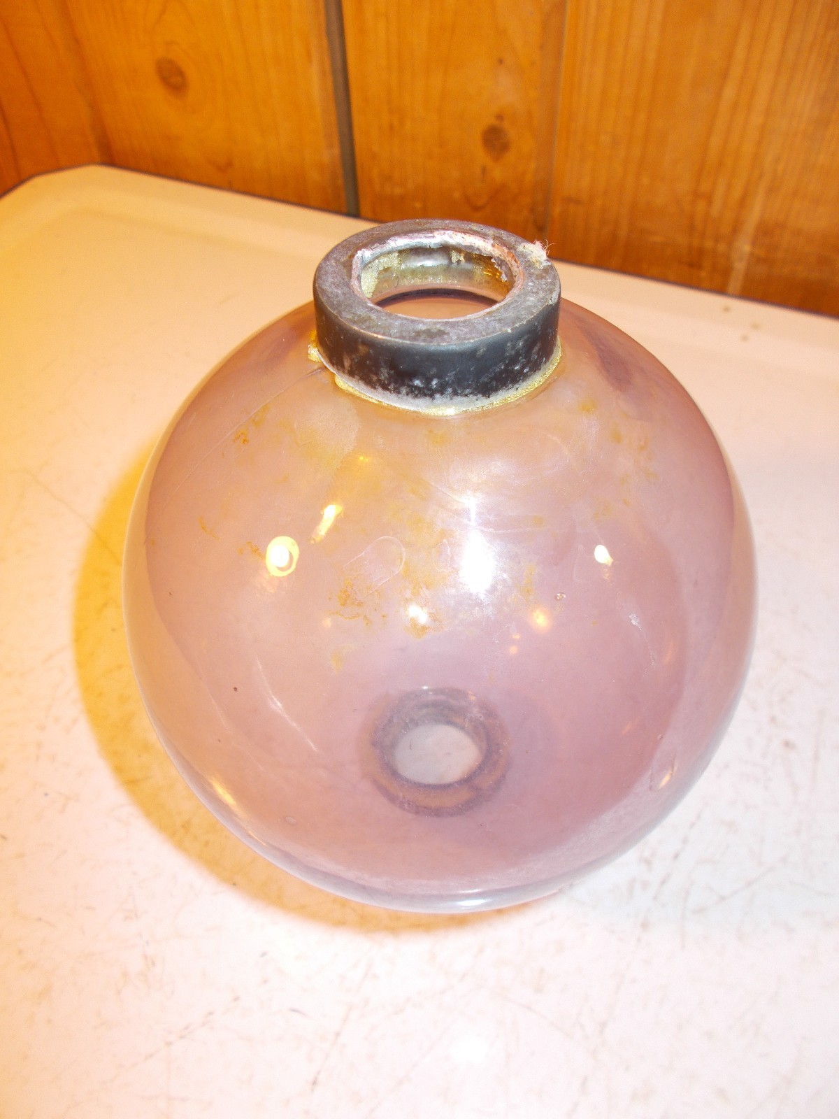 Antique Clear Purple Amethyst Glass Lightning Rod Ball