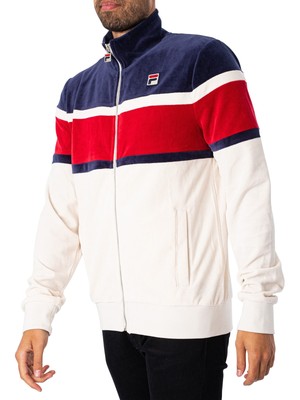 

Мужская велюровая спортивная куртка Fila Decker Color Block, синяя, Синий, S23MH013-130