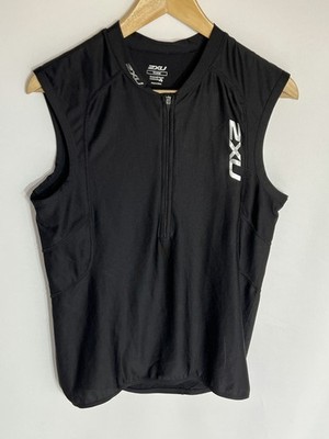 2XU Active Tri Cycling Vest 1/2 Zip | Men's | Black/Silver | Large