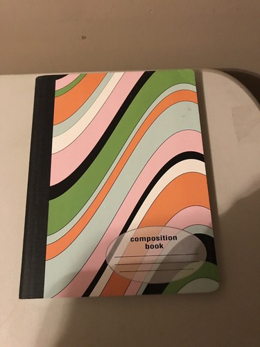 COMPOSITION BOOK LOT OF 6 STRIPED COLORFUL 100 SHEETS-WIDE RULE-9 3/4