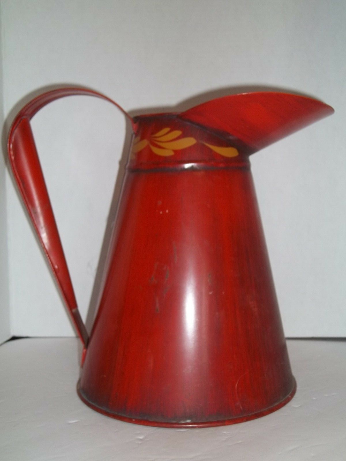Antique Vintage Metal Coal Ash Can Pitcher Early American Decor Chic Painted