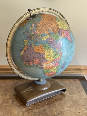 1950s Replogle 12'' Earth Reference Globe with World Atlas USA No Book