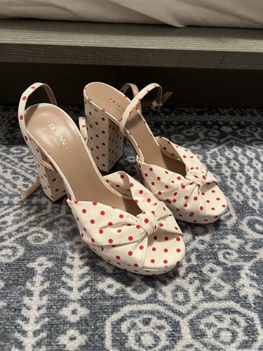 lk bennett shoes Amanda Block Heel Sandal (Women) white with red