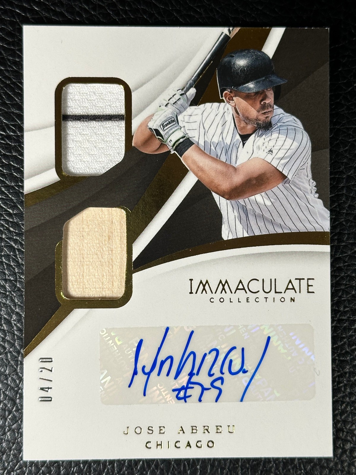 2018 Panini Immaculate Collection Jose Abreu /20 Auto Game Used Jersey Bat