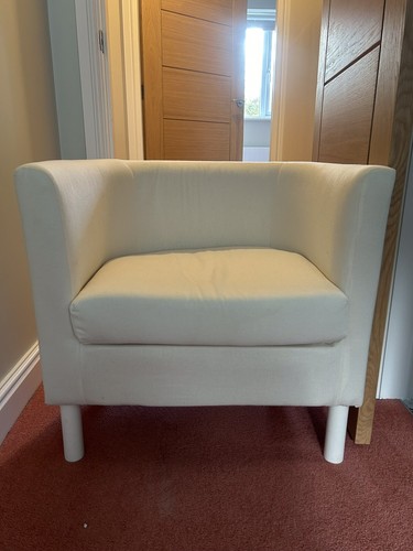 IKEA Cream Solsta Olarp Tub Chair With Solid Beech Legs eBay
