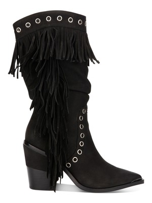 

KENNETH COLE NEW YORK Женские черные сапоги на каблуке с бахромой и бахромой, высота 5,5 м, Черный, KLF9054NU