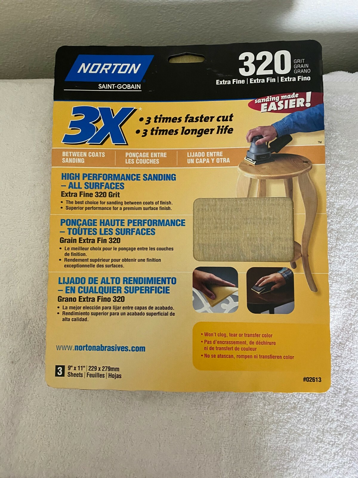 NORTON SAINT-GOBAIN 320 GRIT SANDPAPER 3 SHEETS NEW | eBay