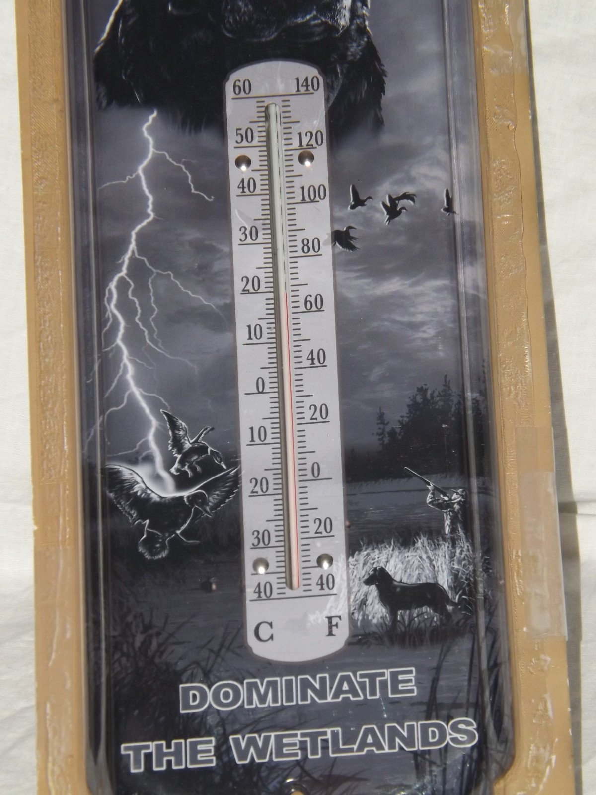 Rivers Edge Nostalgic tin thermometer duck hunter dominiate the wetlands NIB