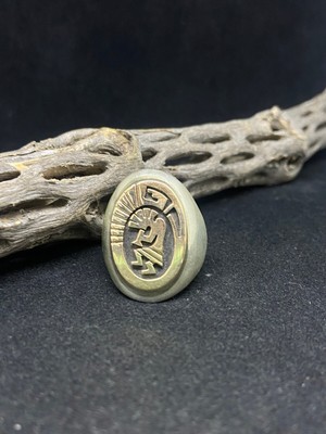 Native American Navajo 14k & Sterling Silver Kokopelli mens ring size 10.5