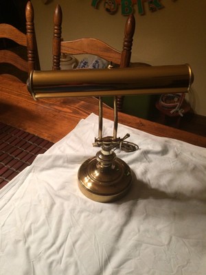 Vtg BrassSilver Color Desk Table Banker Office Architect Lamp Adjustable Arm 