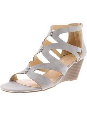 

XOXO Womens Grey Hardware Details Шотландские сандалии-гладиаторы на танкетке с круглым носком, Серый, HLDJAN19