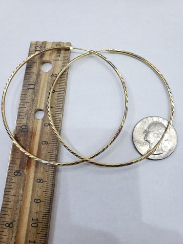 Pre-owned Rosegold Large Big 14k Yellow White Rose Gold Hoop Earrings 2.75 Inches Long 70 Mm