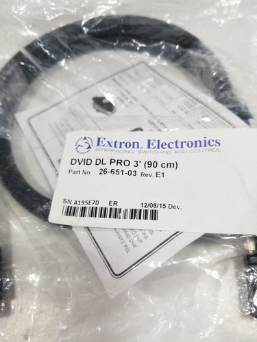 Extron DVID DL Pro 3 Dual Link DVI-D High Performance HDMI DVI Cable 26-651-03