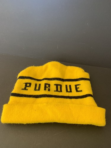 Vintage PURDUE  Pull Over  Knit winter Sock Hat gold & Black Purdue Memorabilia