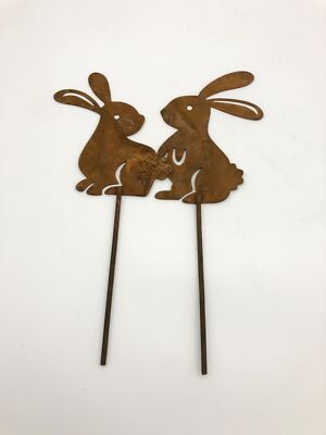 ALEMIN Oster Hase Gartenstecker Rost Deko Set - Metall Osterdeko 30cm