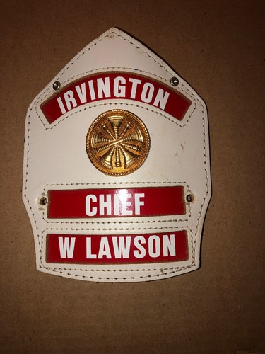 RARE IRVINGTON KENTUCKY KY VINTAGE CHIEF FIREMAN HELMET SHIELD BADGE FIREFIGHTER