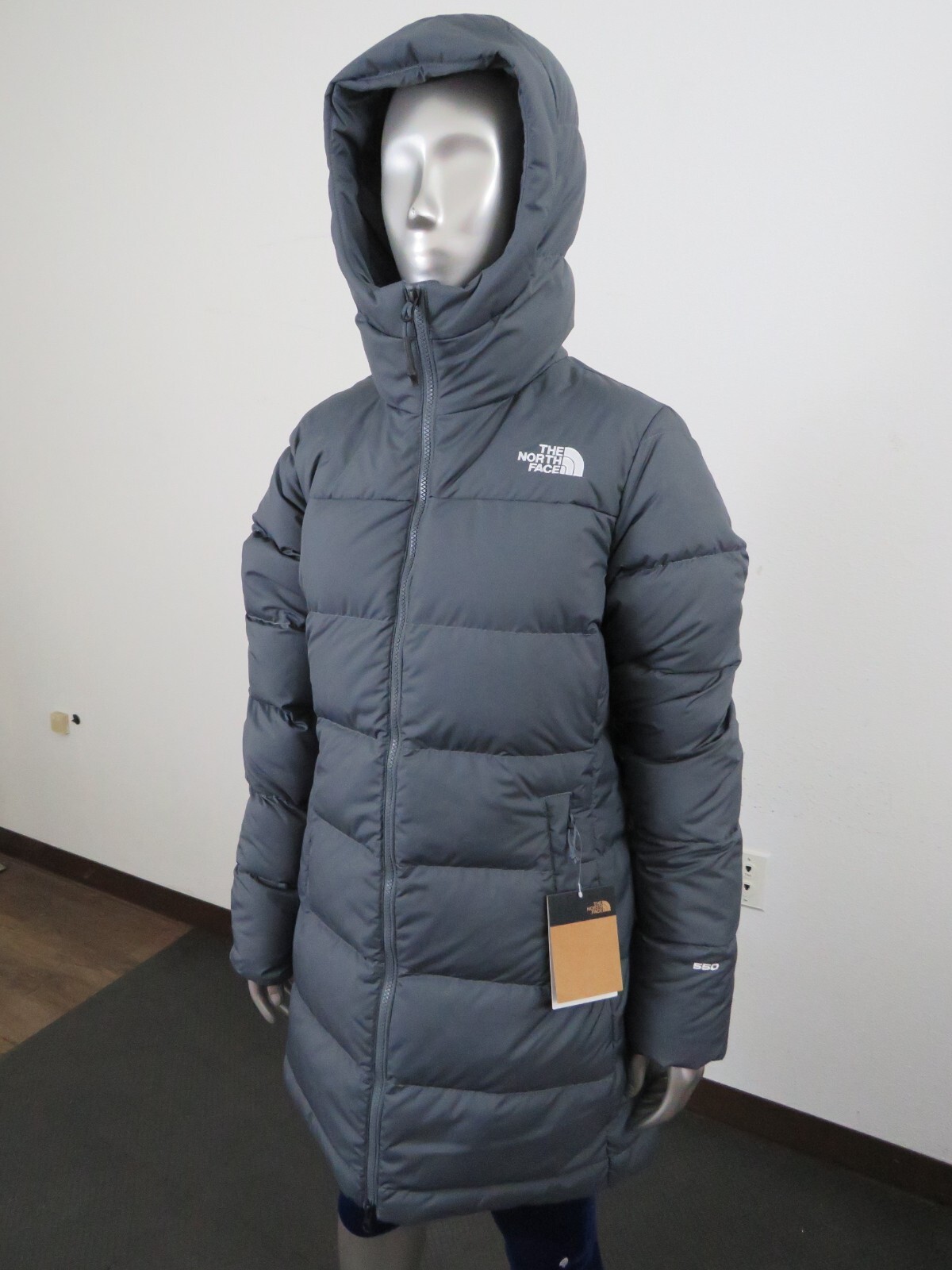 Pre-owned The North Face Womens  Gotham Mid Parka 550-down Winter Jacket Hooded - Grey In Vanadis Grey