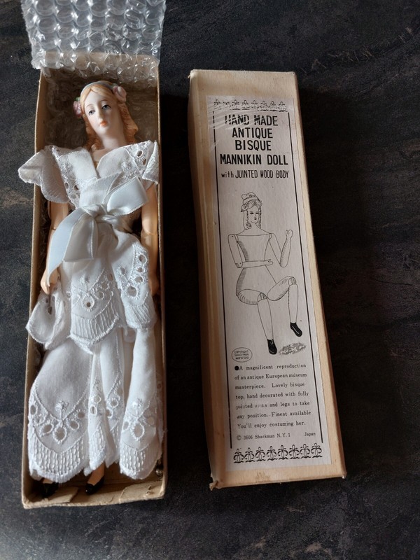 Ancienne PoupÃ©E Copyright Shackman Hand Made Antique Bisque Mannikin Doll 1965