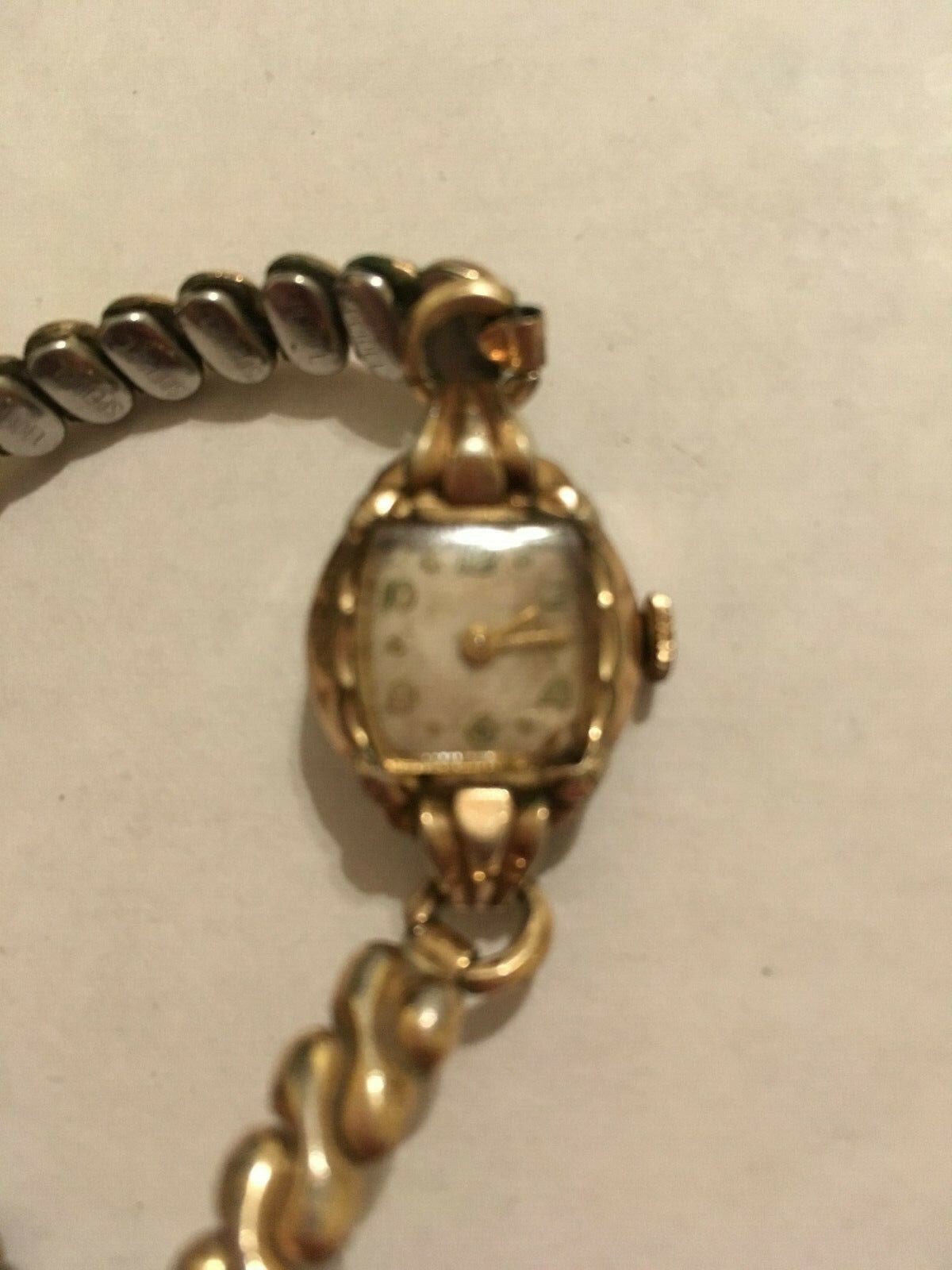 BROKEN Bulova Ladies Watch 17 Jewel 10k Rolled Gold Plate Bezel Swiss Parts Deco