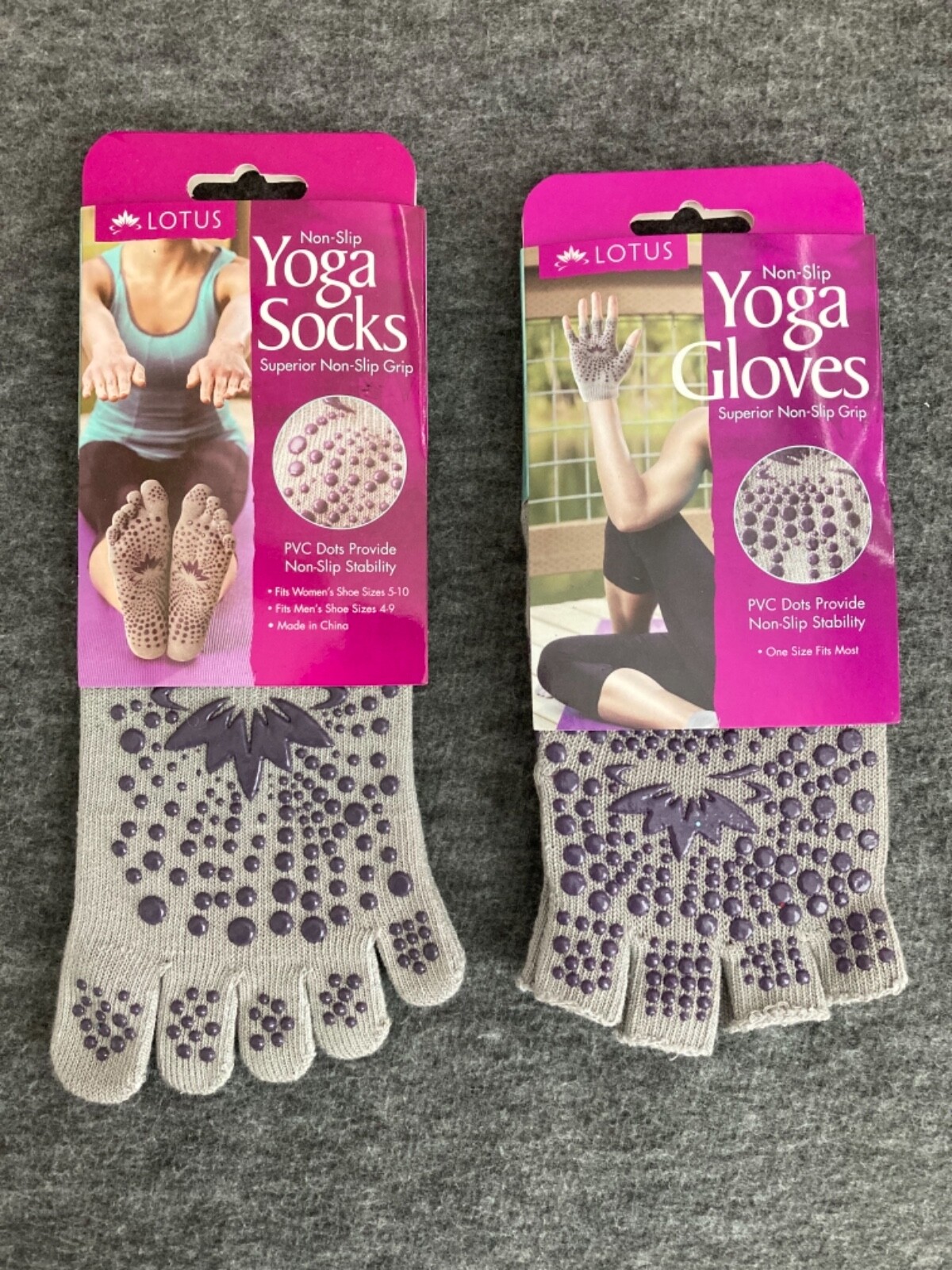 S And Gloves New Unisex Non-slip Grip Soles/palms Gray & Purple