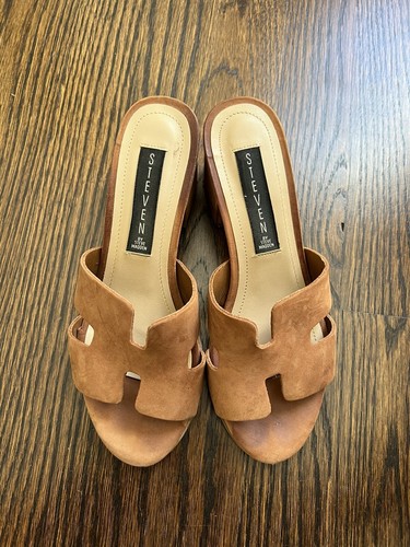 Steve Madden Womens 6 Hawthorne BlockHeel Sandals H Leather Upper Tan eBay