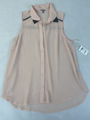 Charlotte Russ Small Women Pink Sleeveless Collared Top Bellissima Fast Ship