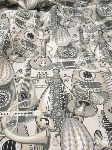 Vintage Cotton Novelty  Instruments Fabric 54” Wide 4.5 Yards Long, Mandolins