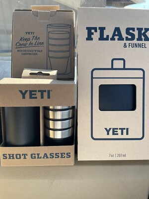 NEW LIMITED RELEASE Yeti Flask w/ MATCHING Shot Glasses Black SOLD OUT