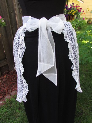 Vintage Ivory Lace Half Apron with Lace Trim