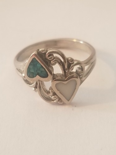 LOT OF ASSORTED SILVER RINGS WITH TURQUOISE ~ HANDMADE ~