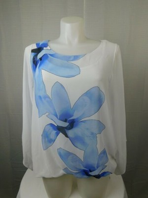 

ALFANI Женская белая блузка-кимоно с цветочным принтом и вырезом под горло для миниатюрных размеров: ПП, Белый