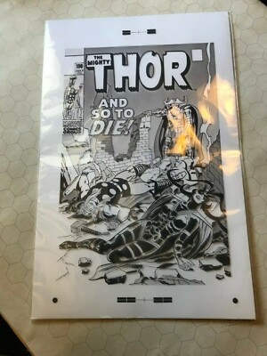  John Buscema Thor #190 Rare Large Production Art Cover Mono transparency sheet!