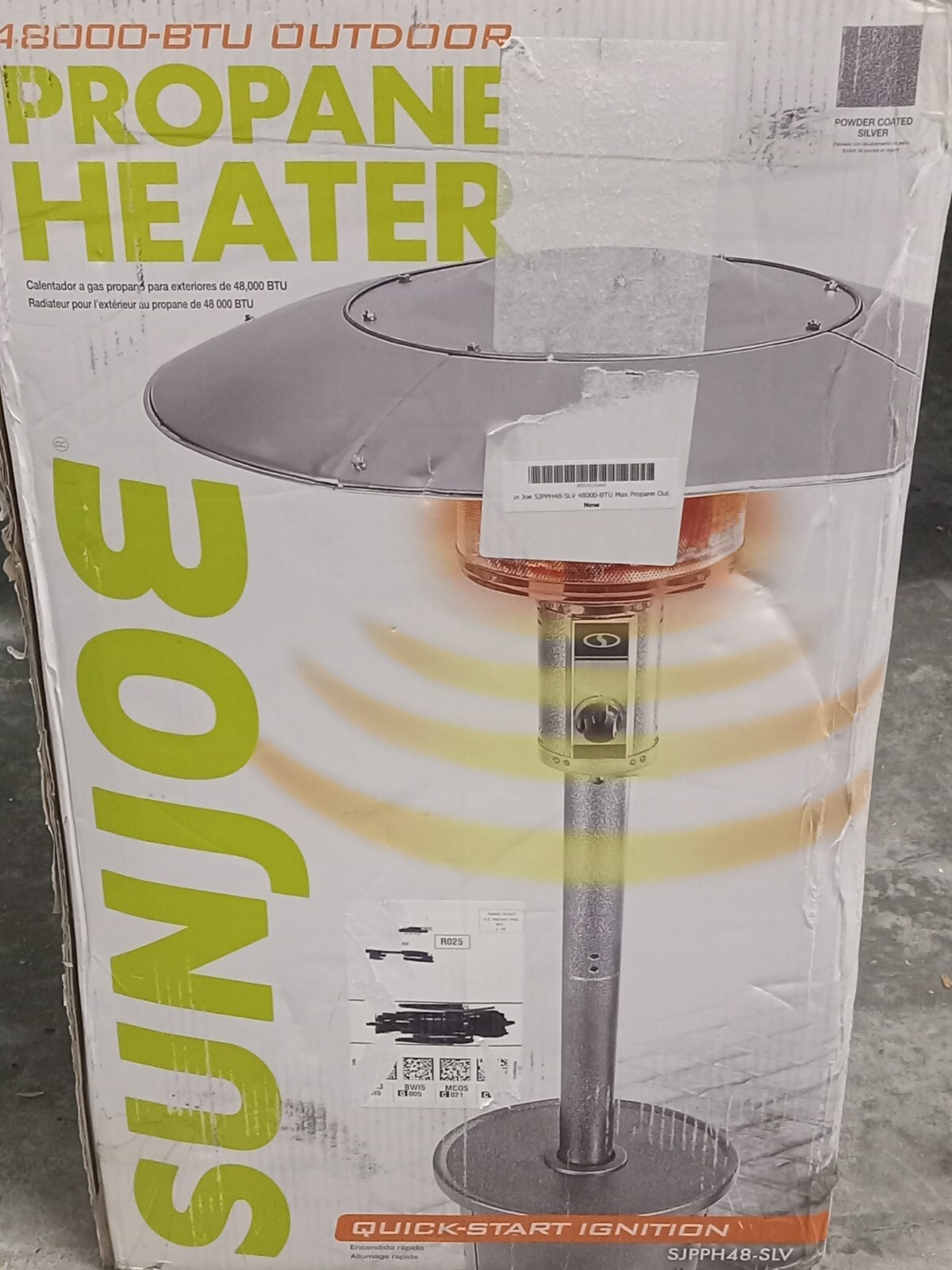 Sun Joe 48,000 BTU Propane Patio Heater, Table - Silver, SJPPH48-SLV
