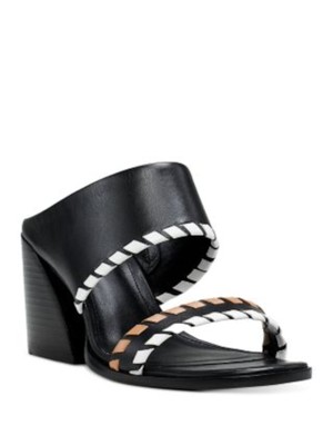 Женские черные контрастные босоножки-слипоны на каблуке-клеш VINCE CAMUTO 6 М