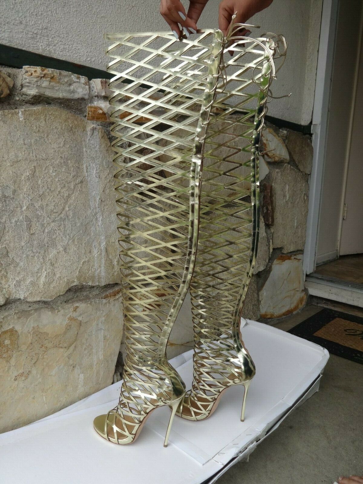 DSQUARED2 $4K XENIA LIMITED EDITION RUNWAY CAGE SANDAL OVER DSQUARED2 $4K XENIA LIMITED EDITION RUNWAY CAGE SANDAL OVER