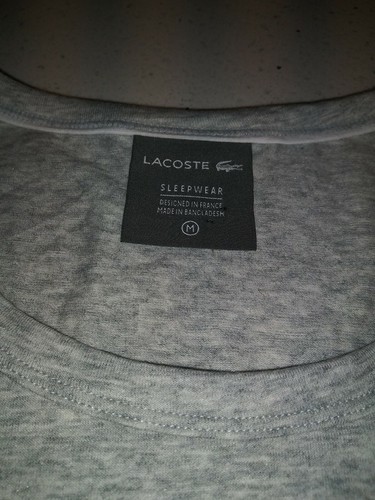 NWT Mens Lacoste Croc Logo Short Sleeve Moisture Wicking Sleepwear T-Shirt Gray
