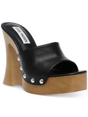 

STEVE MADDEN Женские черные босоножки на платформе 1-1/2 дюйма на широком открытом каблуке, размер 8,5 м, Черный, LATI02S1