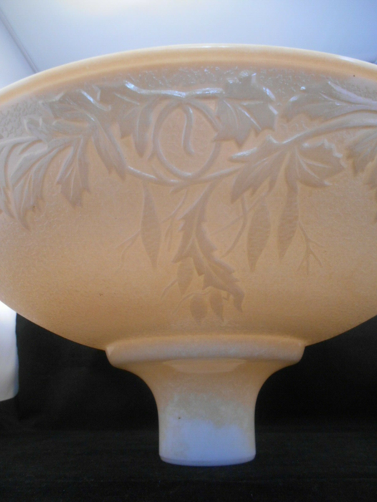 Antique Art Deco Torchiere Floor Lamp Shade Vintage Glass Acanthus Leaf 16-3/8