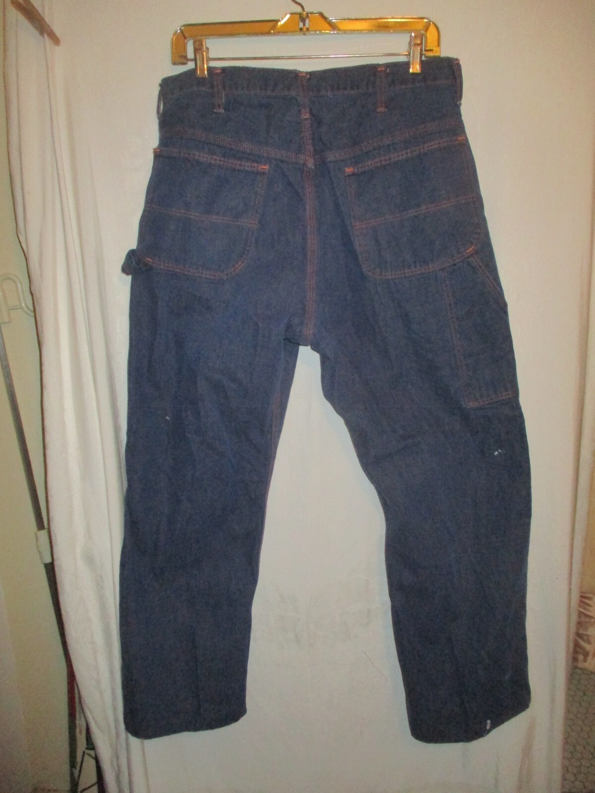 Vintage 50s 60s Blue Bell Carpenter Painter Jeans 34 x 26.5 Orange Overstitching