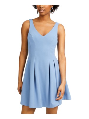 

TEEZE ME Женское синее вечернее мини-платье без рукавов с V-образным вырезом + расклешенное платье для подростков, Синий