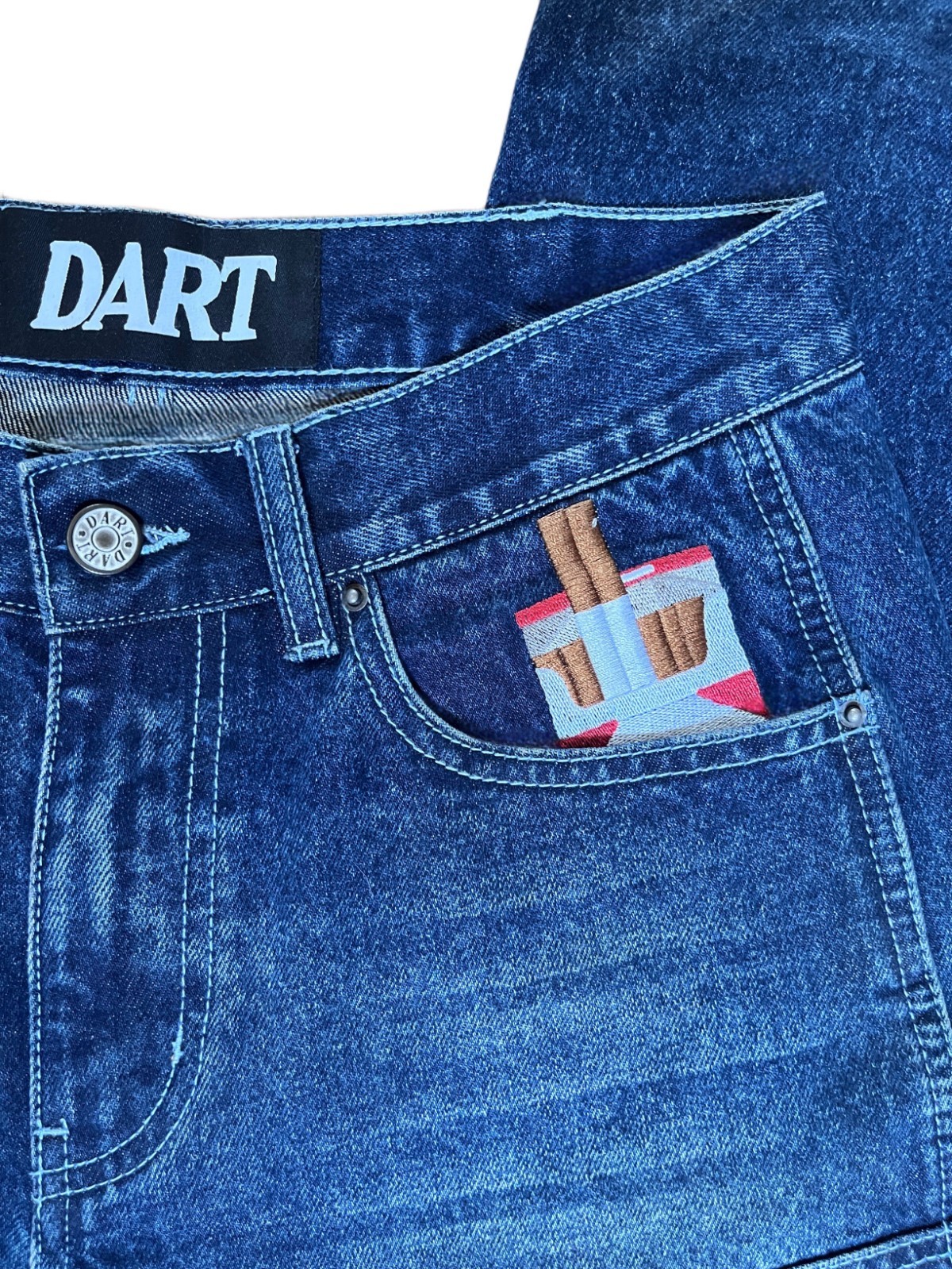 DART NAVY DOUBLE KNEES BAGGY JEANS SIZE XL BRAND NEW | eBay
