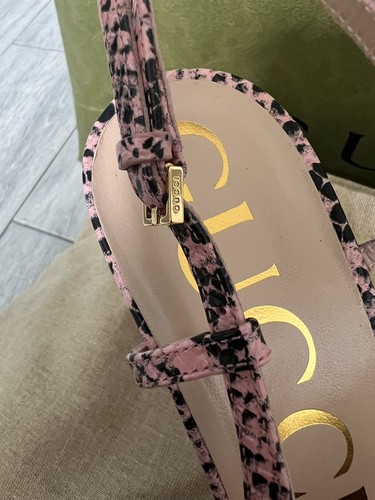 Pre-owned Gucci Shoes Python Print Leather W Horsebit Platform Slingback $1100 38.5 8.5 Us In Multicolor