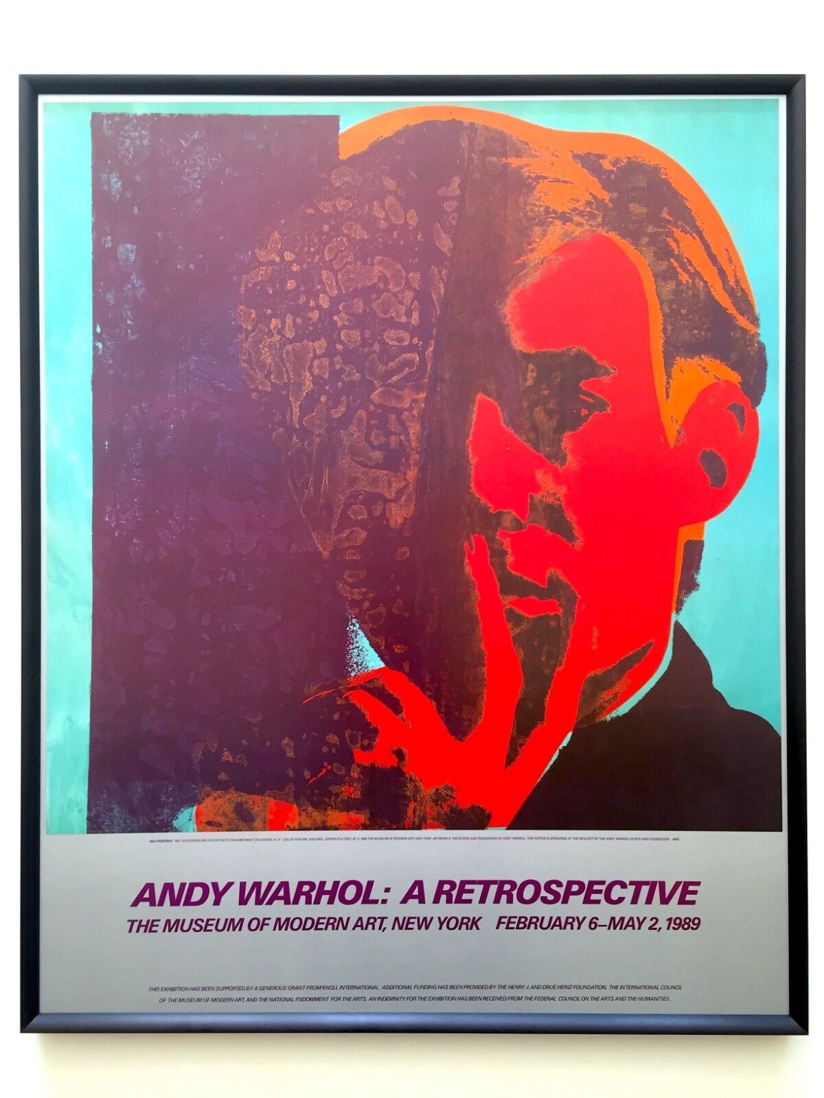 ANDY WARHOL RARE 1989 MOMA EXHBT LITHO PRINT FRAMED POSTER