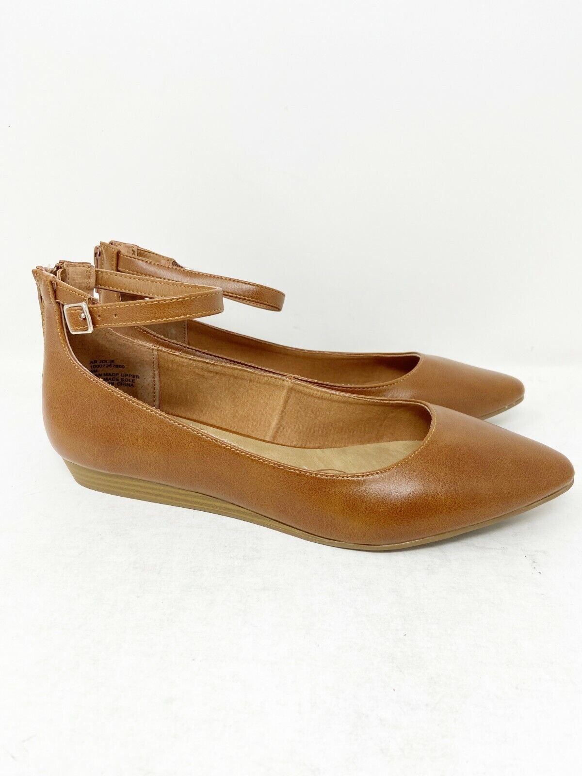 Brown flats with ankle strap hot sale
