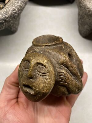 MLC s4324 Big Female Birthing Stone Effigy Indian Pipe North Carolina Artifact
