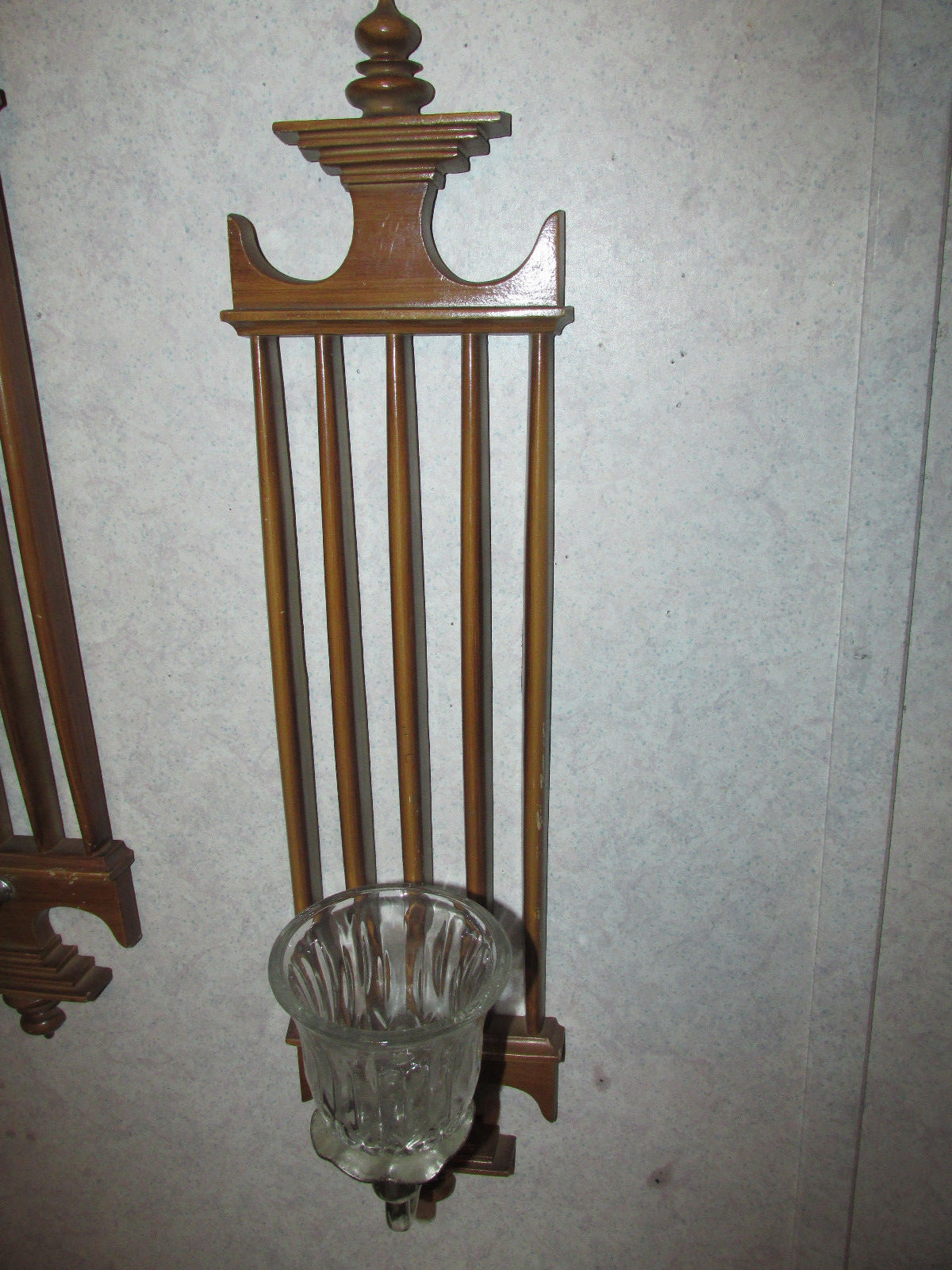 2 Vintage Burwood Wall Hanging Candle/Sconce  Holders Retro 20