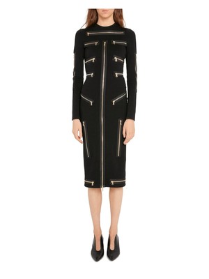 

CHRISTOPHER KANE Женское черное платье-футляр без подкладки с длинными рукавами ниже колена, Черный