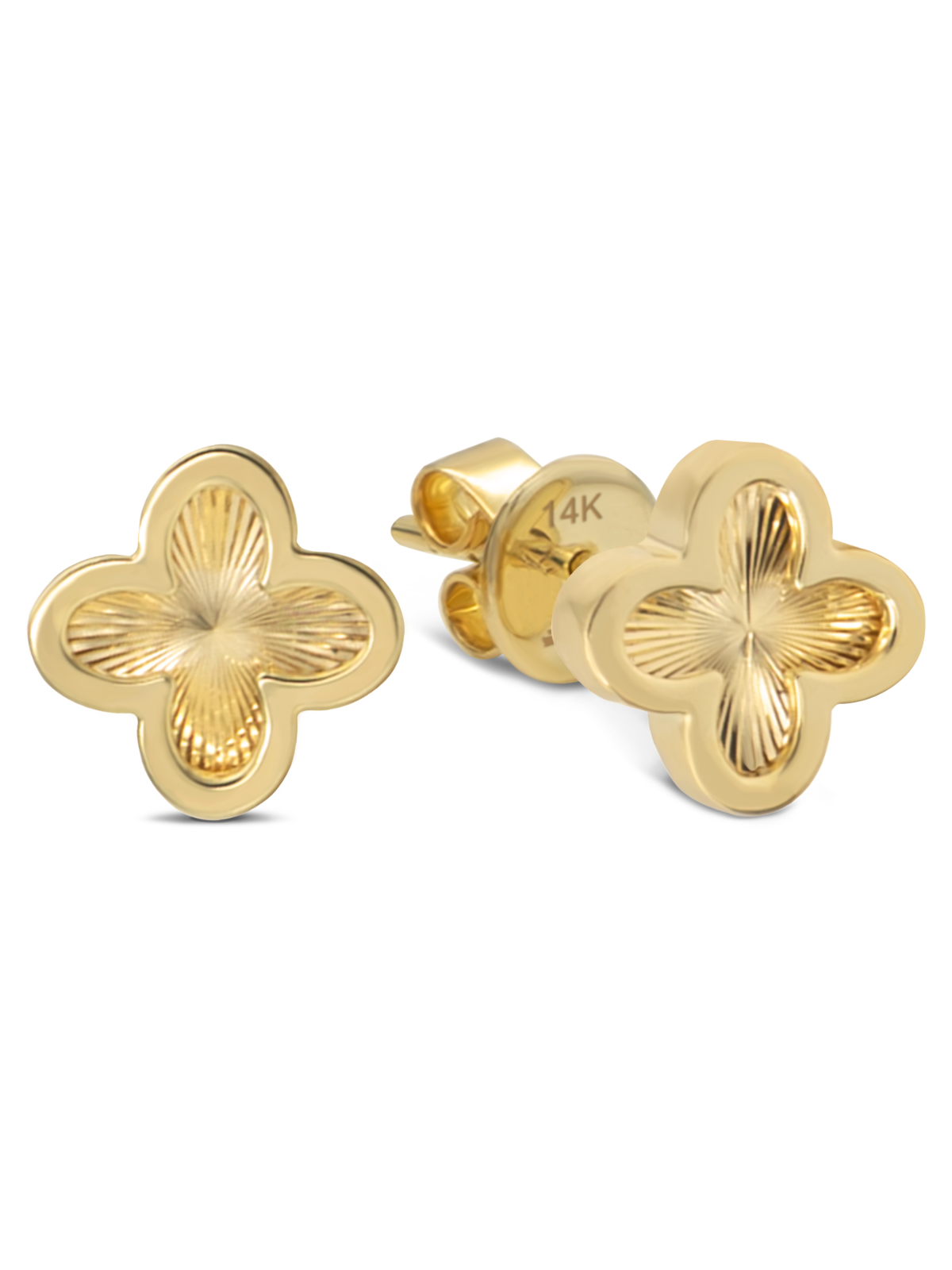 Pre-owned Devata 14k Gold Clover Stud Earrings, Approx. 2.6 Gr Crdy8868