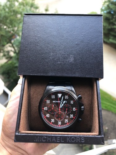 MICHAEL KORS 腕時計 Michael Kors Men's MK8334 Black Dial Black Tire-Tread Gage